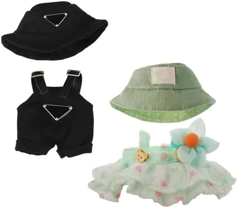 17cm Doll Clothes Set(NO Doll),Outfit Set With Hat & Overalls Of Clothes Designer,Cute Clothes For Dress Up Unique Style(Black) 4 17cm Doll Clothes Set(NO Doll),Outfit Set With Hat & Overalls Of Clothes Designer,Cute Clothes For Dress Up Unique Style(Black) - Image 4