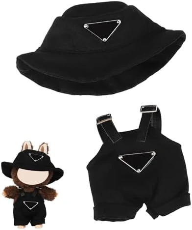 17cm Clothes Set For Doll , Handcrafted Dress Up Unique Overalls Set & Style Hat Cute Clothes For 17cm Doll Accessories Suit, Cute Clothes For Doll Not Included (Black) 6 17cm Clothes Set For Doll , Handcrafted Dress Up Unique Overalls Set & Style Hat Cute Clothes For 17cm Doll Accessories Suit, Cute Clothes For Doll Not Included (Black) - Image 6