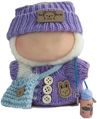 Clothes Set For Labubu 17cm(6.7inche) Dolls,Handcrafted Crochet 2-Piece Set Contains 6 Accessories, Stylish Clothes For Doll (no Doll) (Orange+Yellow) 11 Clothes Set For Labubu 17cm(6.7inche) Dolls,Handcrafted Crochet 2-Piece Set Contains 6 Accessories, Stylish Clothes For Doll (no Doll) (Orange+Yellow) - Image 11