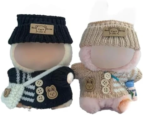 Clothes Set For Labubu 17cm(6.7inche) Dolls,Handcrafted Crochet 2-Piece Set Contains 6 Accessories, Stylish Clothes For Doll (no Doll) (Orange+Yellow) 9 Clothes Set For Labubu 17cm(6.7inche) Dolls,Handcrafted Crochet 2-Piece Set Contains 6 Accessories, Stylish Clothes For Doll (no Doll) (Orange+Yellow) - Image 9