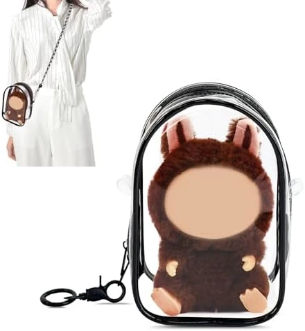 Protective Case For Plush Doll, Clear Hanging Display Case, Crossbody Doll Storage Bag, PVC Storage Case Cover For Figures, Dolls (Pink) 6 Protective Case For Plush Doll, Clear Hanging Display Case, Crossbody Doll Storage Bag, PVC Storage Case Cover For Figures, Dolls (Pink) - Image 6