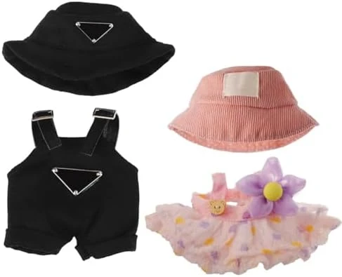 17cm Doll Clothes Set(NO Doll),Outfit Set With Hat & Overalls Of Clothes Designer,Cute Clothes For Dress Up Unique Style(Black) 6 17cm Doll Clothes Set(NO Doll),Outfit Set With Hat & Overalls Of Clothes Designer,Cute Clothes For Dress Up Unique Style(Black) - Image 6