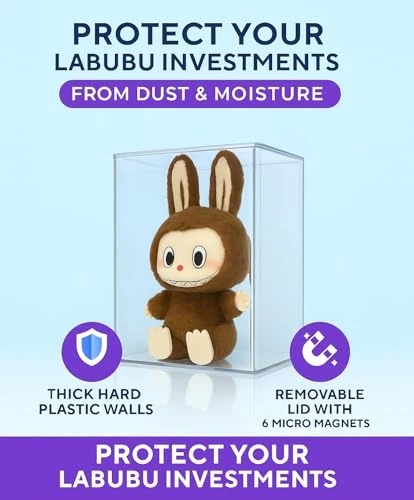 Premium Magnetic Protective Hard Case For Labubu® Dolls And Keychains – 6.7"x5"x4" Clear Acrylic Stackable Display Box W/ Beveled Lid For The Monsters Lababu – Dust/Moisture Resistant Accessories (6) 2 Premium Magnetic Protective Hard Case For Labubu® Dolls And Keychains – 6.7"x5"x4" Clear Acrylic Stackable Display Box W/ Beveled Lid For The Monsters Lababu – Dust/Moisture Resistant Accessories (6) - Image 2
