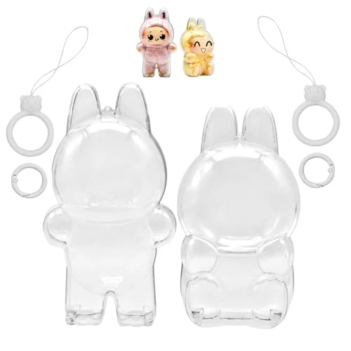 Protective Case For LABUBU, 1PC Standing & 1PC Sitting Acrylic Display Acrylic Cover Accessories For Collecting And Doll Keychains (Doll Not Included, 1PC Standing & 1PC Sitting)