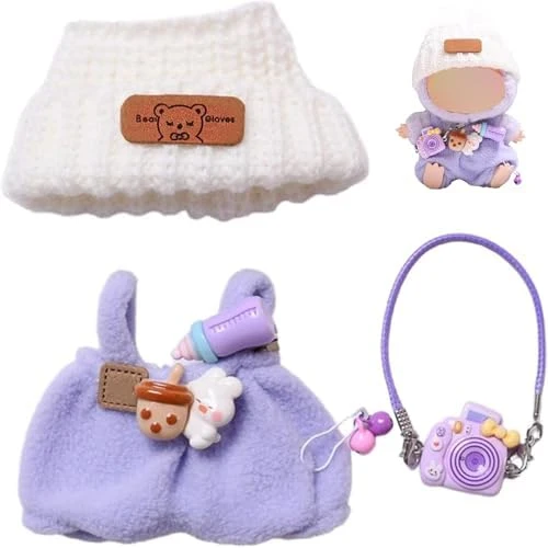 Doll Clothes, 3-Piece Cute Style Set For 5.91"-6.69" Dolls, Premium Doll Outfit With Accessories, Pink Romper + White Hat + Small Camera, NO Doll 7 Doll Clothes, 3-Piece Cute Style Set For 5.91"-6.69" Dolls, Premium Doll Outfit With Accessories, Pink Romper + White Hat + Small Camera, NO Doll - Image 7