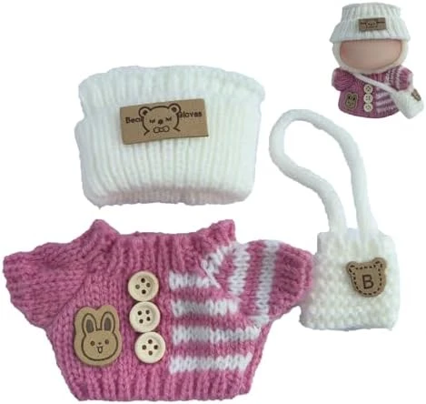 Clothes Set For Labubu 17cm(6.7inche) Dolls,Handcrafted Crochet 2-Piece Set Contains 6 Accessories, Stylish Clothes For Doll (no Doll) (Orange+Yellow) 10 Clothes Set For Labubu 17cm(6.7inche) Dolls,Handcrafted Crochet 2-Piece Set Contains 6 Accessories, Stylish Clothes For Doll (no Doll) (Orange+Yellow) - Image 10