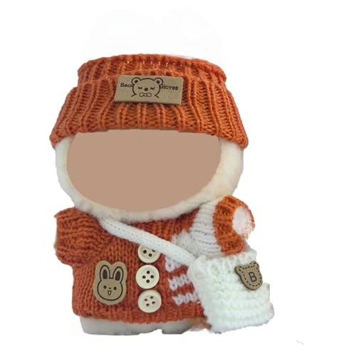 Clothes Set For Labubu 17cm(6.7inche) Dolls,Handcrafted Crochet 2-Piece Set Contains 6 Accessories, Stylish Clothes For Doll (no Doll) (Orange+Yellow) 3 Clothes Set For Labubu 17cm(6.7inche) Dolls,Handcrafted Crochet 2-Piece Set Contains 6 Accessories, Stylish Clothes For Doll (no Doll) (Orange+Yellow) - Image 3