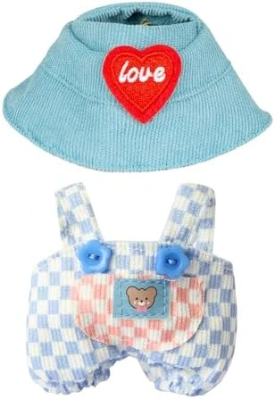 17cm Doll Clothes - Kawaii Chic Style Set For 17cm Dolls, Cute Doll Outfit With Accessories - Colorful T-Shirt + Star Light Blue Romper + Heart Shaped Pink Hat (NO Doll) 10 17cm Doll Clothes - Kawaii Chic Style Set For 17cm Dolls, Cute Doll Outfit With Accessories - Colorful T-Shirt + Star Light Blue Romper + Heart Shaped Pink Hat (NO Doll) - Image 10