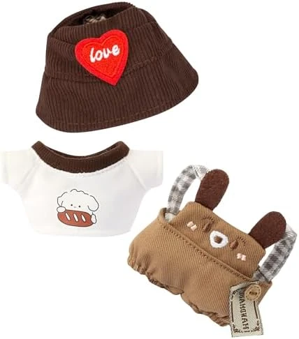 17cm Doll Clothes - Kawaii Chic Style Set For 17cm Dolls, Cute Doll Outfit With Accessories - Colorful T-Shirt + Star Light Blue Romper + Heart Shaped Pink Hat (NO Doll) 11 17cm Doll Clothes - Kawaii Chic Style Set For 17cm Dolls, Cute Doll Outfit With Accessories - Colorful T-Shirt + Star Light Blue Romper + Heart Shaped Pink Hat (NO Doll) - Image 11