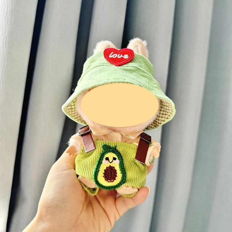 Pendant Button Knitted Sweater Labu Hat Replacement Kit (Avocado Overalls Two-Piece Set + Green Love Hat) 1 Pendant Button Knitted Sweater Labu Hat Replacement Kit (Avocado Overalls Two-Piece Set + Green Love Hat)