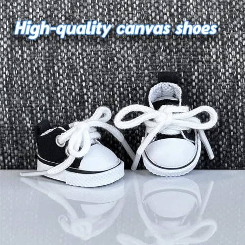 Mini Doll Shoes, 1 Pair Cute Lace Up Canvas Sneakers Compatible For 17cm/15cm Doll Shoes Toy Outfit Accessories(Black) 4 Mini Doll Shoes, 1 Pair Cute Lace Up Canvas Sneakers Compatible For 17cm/15cm Doll Shoes Toy Outfit Accessories(Black) - Image 4
