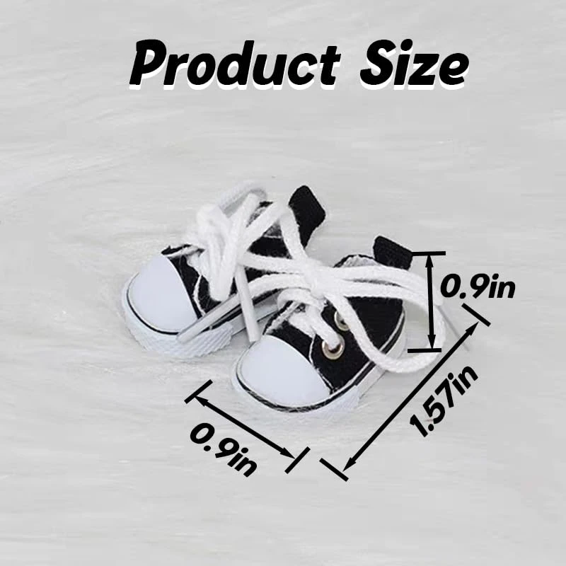 Mini Doll Shoes, 1 Pair Cute Lace Up Canvas Sneakers Compatible For 17cm/15cm Doll Shoes Toy Outfit Accessories(Black) 6 Mini Doll Shoes, 1 Pair Cute Lace Up Canvas Sneakers Compatible For 17cm/15cm Doll Shoes Toy Outfit Accessories(Black) - Image 6